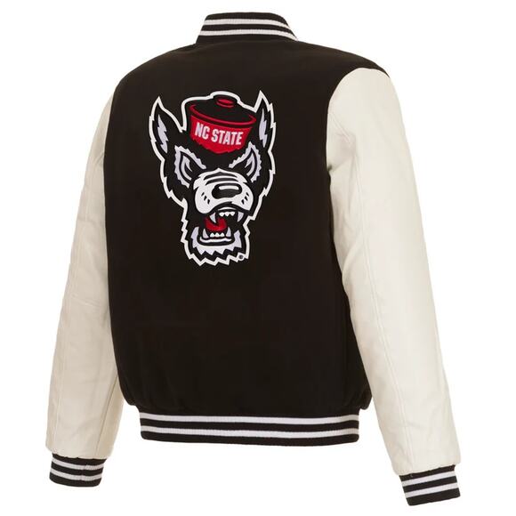 NC State Wolfpack Reversible Fleece Jacket with Faux Leather Sleeves - Picture 1 of 6